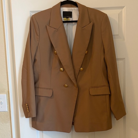 Banana Republic Jackets & Blazers - Banana Republic Tan Double-Breasted Blazer with Gold Buttons